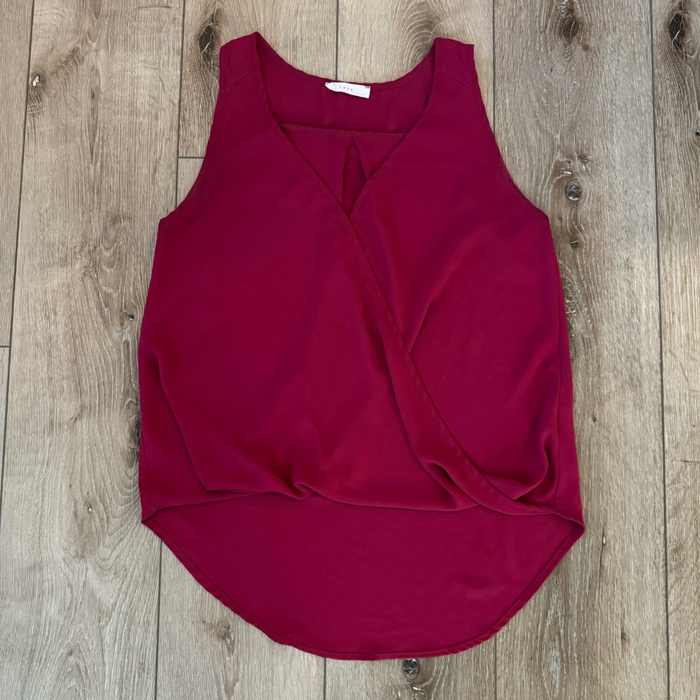 Lush Dark Pink Sleeveless Blouse Tank Top V Neck Top Small